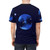 Vibrant Gobotron-inspired graphic with retro robots and planets on a black t-shirt - men back