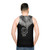 Gothic superhero unisex tank top with spiral design - men back
