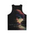 Unisex tank top with abstract art and lyrical design - Back