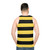 Vibrant bumble bee unisex tank top with stripe design - men back