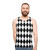 Black and white harlequin diamond pattern unisex tank top - men