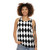 Black and white harlequin diamond pattern unisex tank top - women
