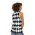 Black and white harlequin diamond pattern unisex tank top - women back