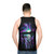 Unisex tank top featuring a serene night landscape with the Aurora Borealis - men back