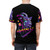 Model wearing a neon goat synthwave t-shirt with a retro animal print design - men back