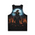 Spooky scarecrow under full moon on unisex tank top - Back