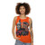 Unisex orange tank top with train engine design - women