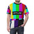 Retro analog offline TV test pattern t-shirt with bold colorful stripes and vintage vaporwave style - men front