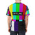 Retro analog offline TV test pattern t-shirt with bold colorful stripes and vintage vaporwave style - men back