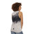 Adventurous unisex tank top featuring a nature-inspired double exposure design - women back