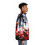 The Cure 2016 Robert Smith Inspired Puffer Jacket with a trippy, abstract design - men side right