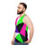 Neon color block tank top with 80s inspired design - men side