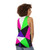 Neon color block tank top with 80s inspired design - women back