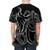 Minimalist black and white line art design of an octopus on a t-shirt - men back
