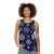 Blue winter tank top with simple snowflake pattern - women