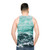 Blue Ocean Beach Waves Unisex Tank Top - men back