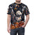 Autumn design t-shirt featuring a playful robot surrounded by colorful leaves and nature elements in a whimsical, watercolor style. - men front