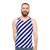 Blue and white diagonal striped unisex tank top - men