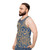 Bohemian Blue and Gold Mandala Pattern Unisex Tank Top - men side