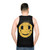 Unisex tank top with abstract music and smile design - men back