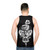 Unisex tank top featuring surrealist "Music of the Mind" design - men back