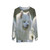 Smiling Samoyed wearing a cozy sweatshirt - hanging