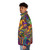 Puffer jacket with psychedelic, visionary art design inspired by altered states of consciousness - men side left