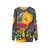 Abstract art sweatshirt with "Sleeping in a Hotel Built on Fear and Love" design - hanging