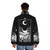 A dark and mysterious coffee-colored puffer jacket with occult and gothic design elements. - men back