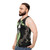Green unisex tank top with superhero inspired design - men side