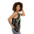 Green unisex tank top with superhero inspired design - women side