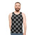 Gray and black checkered unisex tank top - men