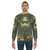 Green Man Sweatshirt with Intricate Ornate Design - men