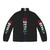 Motorcycle Gear Sequence Design Puffer Jacket with Motorcycle Imagery
