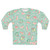 Shibakura Matchinu mint green sweatshirt with floral and dog pattern