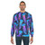 Luminescent rainbow jellyfish design on navy blue sweatshirt - men