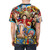 Colorful and stylish one piece inspired t-shirt design featuring characters and artwork from the popular anime series - men back