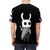 Hollow Knight inspired t-shirt design featuring key characters and elements from the game - men back