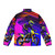 Colorful motocross rider artwork printed on a puffer jacket for motocross enthusiasts - Back