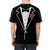Tuxedo-inspired t-shirt with a rose design, perfect for formal or costume events - men back