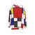 Geometric Mondrian-style abstract pattern sweatshirt - hanging