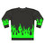 Neon green sweatshirt with flame print design - Back