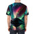 Colorful Aurora Borealis night sky landscape photography printed on a t-shirt - men back