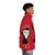 A puffer jacket with a vampire/horror-themed 'Mornings Suck' design - men side right