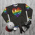 Disco ball heart rainbow design on a sweatshirt - flat lay