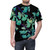 Watercolor floral design with ginkgo leaves, splattered paint effect, black t-shirt - men front