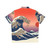 Vintage-style Hawaiian shirt featuring a Shiba Inu dog and an ocean wave design - Back