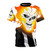 Fiery ghost rider skull graphic on a t-shirt