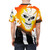 Fiery ghost rider skull graphic on a t-shirt - men back