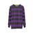 Purple and black wide horizontal striped sweatshirt - hanging